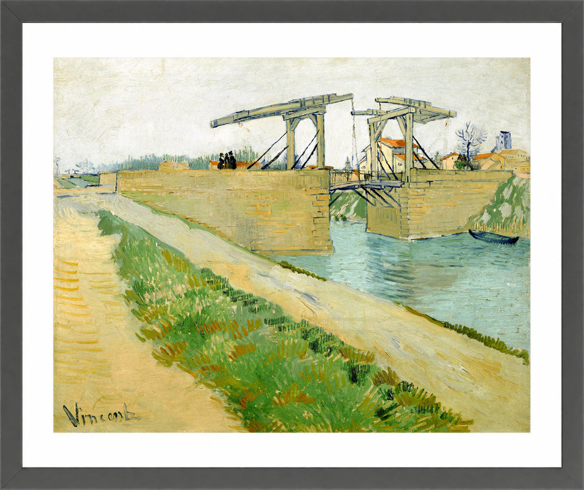 Vincent van Gogh Print, 130 The Langlois bridge (1888)_10x8 in a dark grey frame