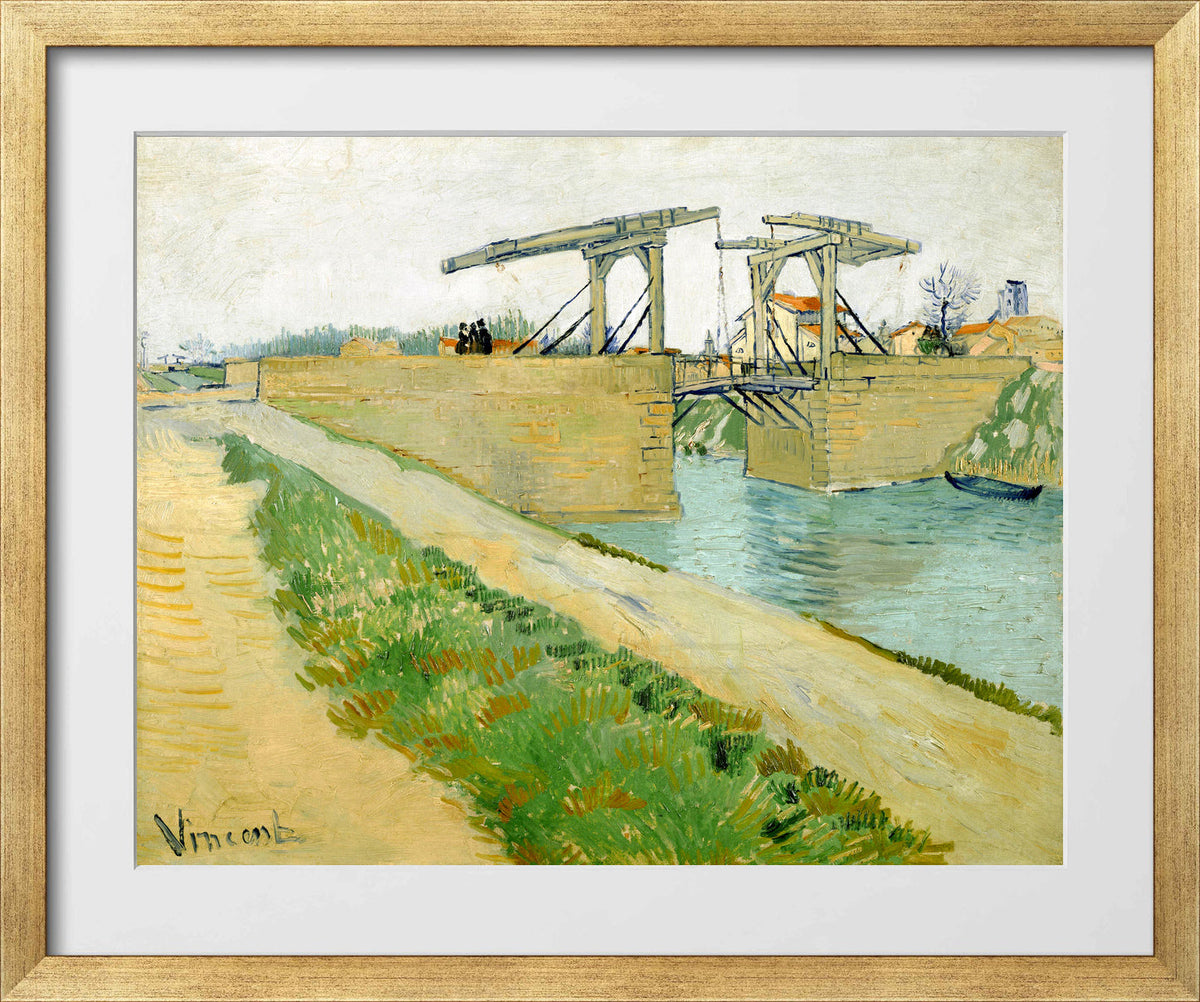 Vincent van Gogh Print, 130 The Langlois bridge (1888)_10x8 in a gold frame