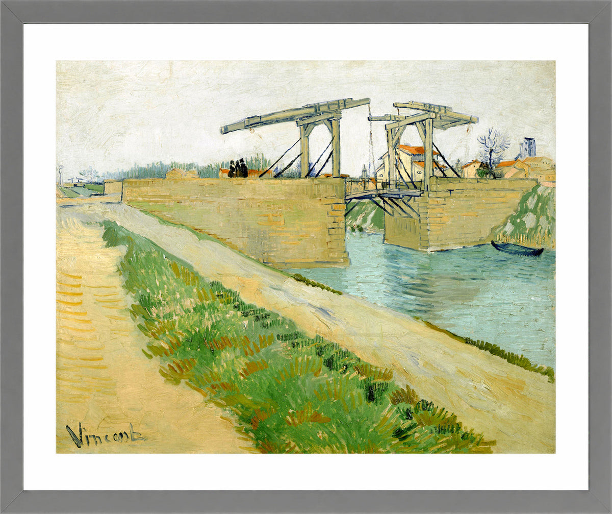 Vincent van Gogh Print, 130 The Langlois bridge (1888)_10x8 in a light grey frame