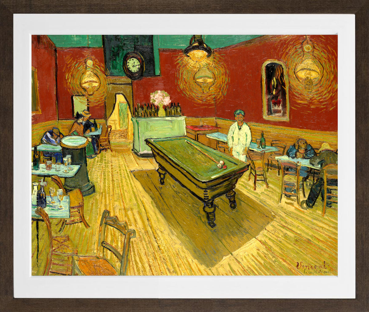 Vincent van Gogh Print, 131 the night cafe_10x8 in a brown frame