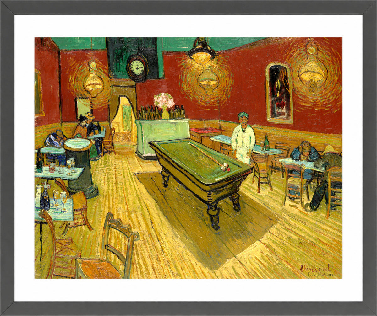 Vincent van Gogh Print, 131 the night cafe_10x8 in a dark grey frame