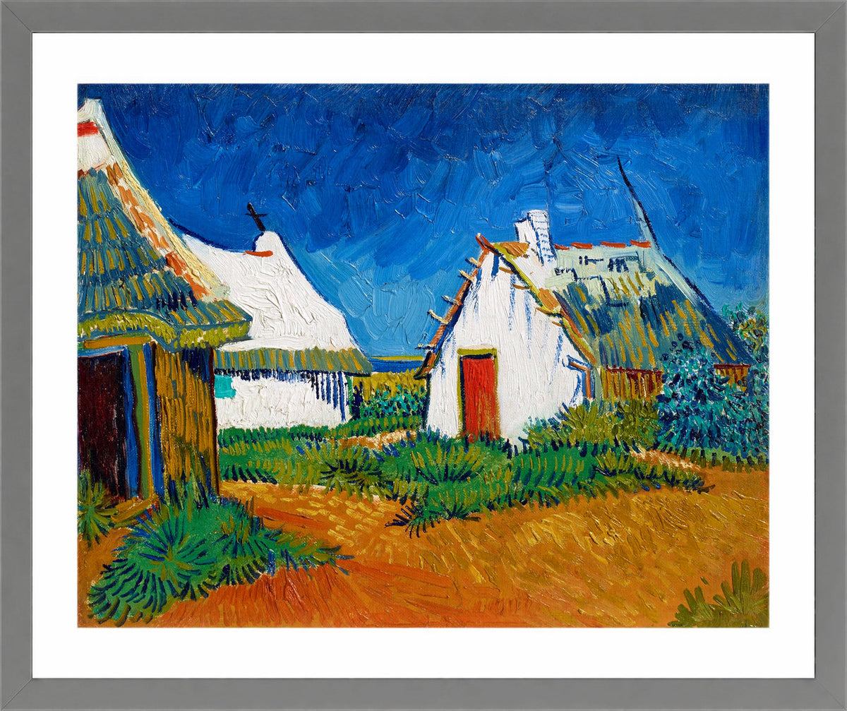 Vincent van Gogh Print, 139 Three white cottages in Saintes-Maries (1888)_10x8 in a light grey frame