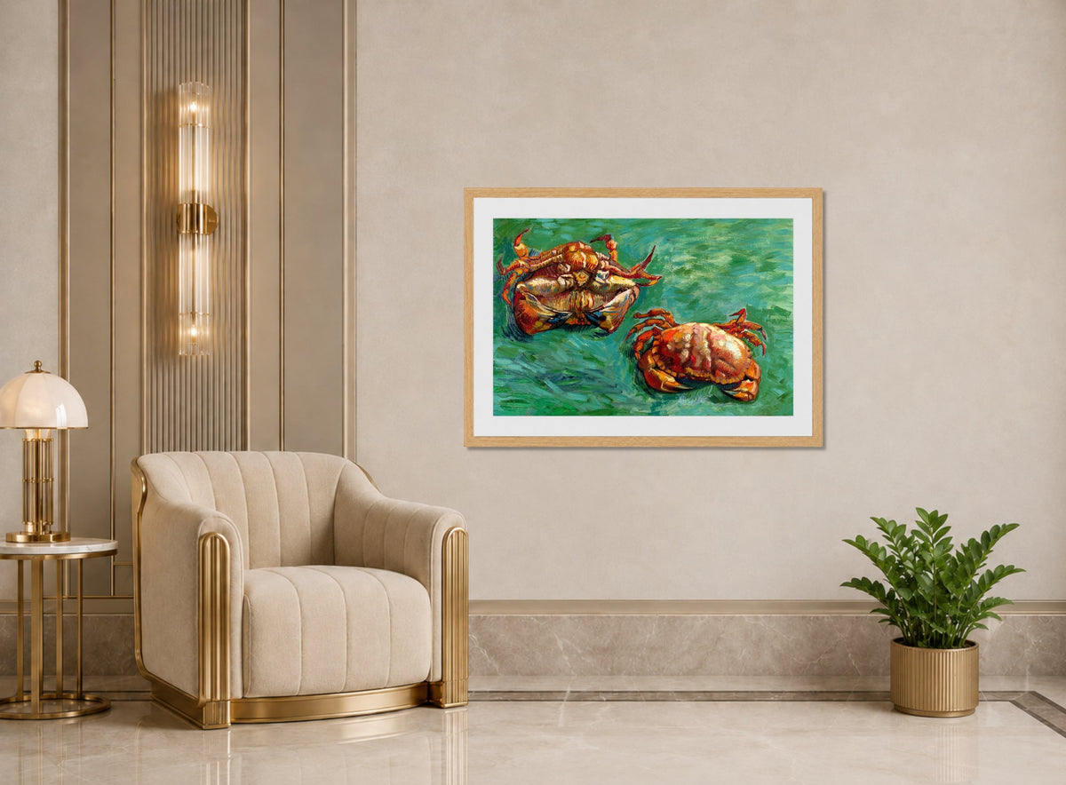 Vincent van Gogh Print, 141 Two Crabs_12x8 displayed in an Art Deco interior