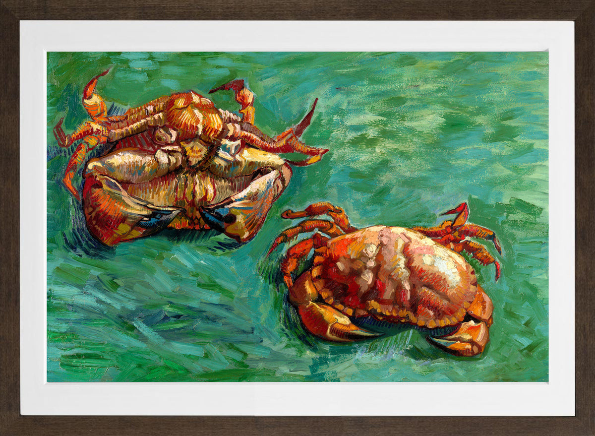 Vincent van Gogh Print, 141 Two Crabs_12x8 in a brown frame