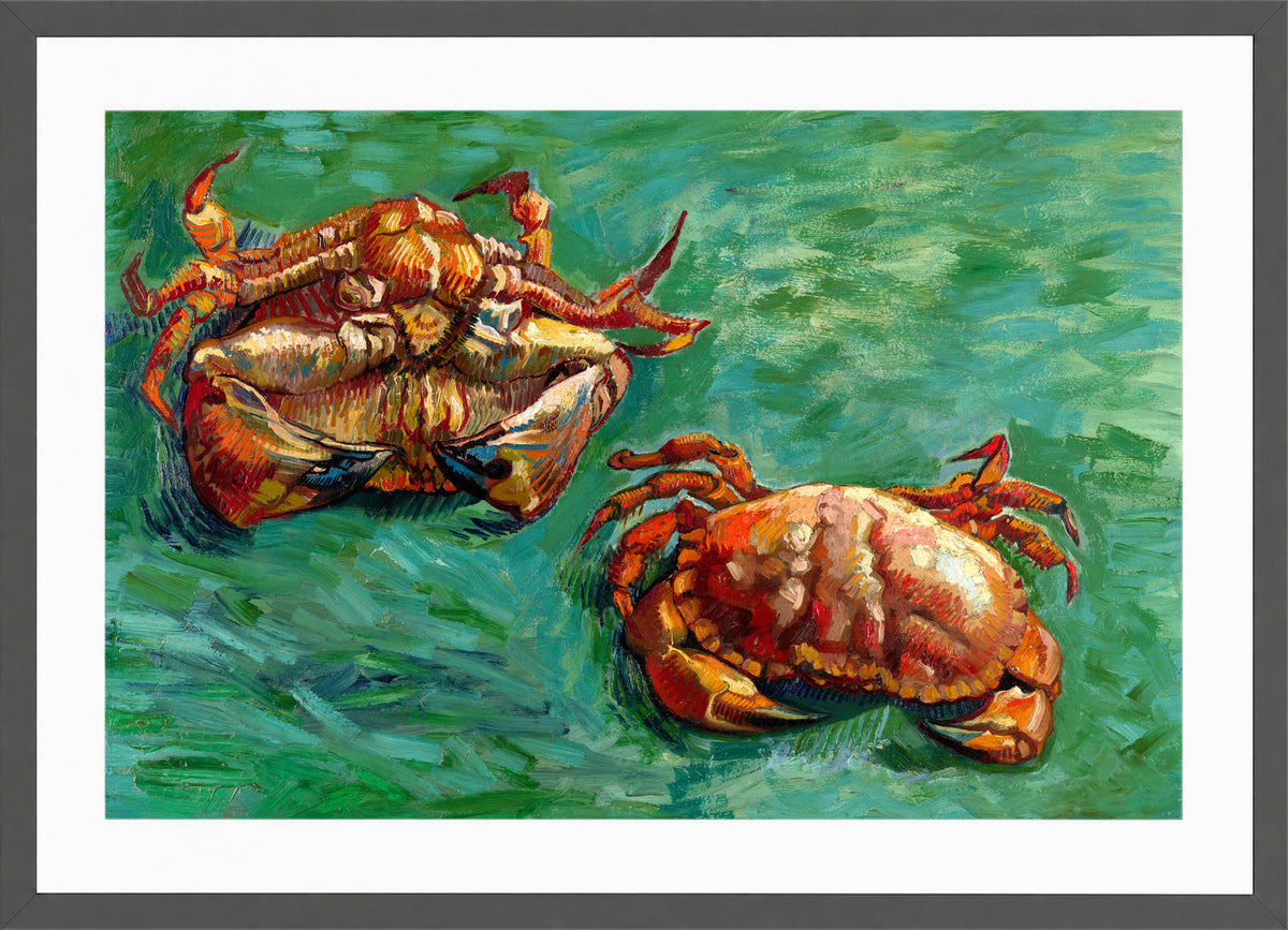 Vincent van Gogh Print, 141 Two Crabs_12x8 in a dark grey frame