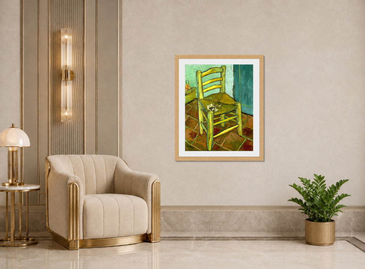 Vincent van Gogh Print, 144 Van Gogh's Chair_10x8 displayed in an Art Deco interior
