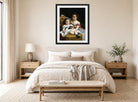 William-Adolphe Bouguereau Print, A portrait of Eva and Frances Johnston (1869) displayed above a bed