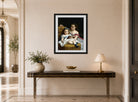 William-Adolphe Bouguereau Print, A portrait of Eva and Frances Johnston (1869) displayed above a console table