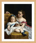 William-Adolphe Bouguereau Print, A portrait of Eva and Frances Johnston (1869) in a light oak frame
