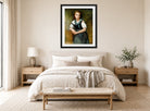 William-Adolphe Bouguereau Print, A Study For The Secret displayed above a bed