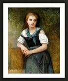William-Adolphe Bouguereau Print, A Study For The Secret in a black frame