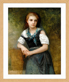 William-Adolphe Bouguereau Print, A Study For The Secret in a light oak frame