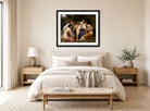 William-Adolphe Bouguereau Print, Admiration (1897) displayed above a bed