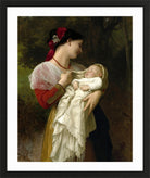 William-Adolphe Bouguereau Print, Admiration Maternelle in a black frame