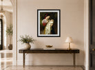 William-Adolphe Bouguereau Print, Admiration Maternelle displayed above a console table