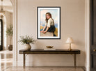 William-Adolphe Bouguereau Print, Au Bord De La Mer (1903) displayed above a console table