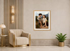 William-Adolphe Bouguereau Print, Au bord du ruisseau displayed in an Art Deco interior