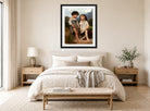 William-Adolphe Bouguereau Print, Au bord du ruisseau displayed above a bed