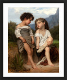 William-Adolphe Bouguereau Print, Au bord du ruisseau in a black frame