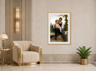 William-Adolphe Bouguereau Print, Avant le bain (1891) displayed in an Art Deco interior
