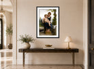William-Adolphe Bouguereau Print, Avant le bain (1891) displayed above a console table