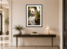 William-Adolphe Bouguereau Print, Bacchante (1894) displayed above a console table