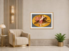 William-Adolphe Bouguereau Print, Bacchante on a Panther (1855) displayed in an Art Deco interior
