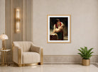 William-Adolphe Bouguereau Print, Berceuse (Le coucher) (1873) displayed in an Art Deco interior