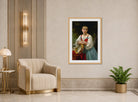 William-Adolphe Bouguereau Print, Bohémienne Au Tambour De Basque displayed in an Art Deco interior