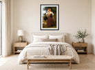 William-Adolphe Bouguereau Print, Convoitise displayed above a bed