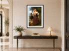 William-Adolphe Bouguereau Print, Convoitise displayed above a console table