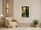William-Adolphe Bouguereau Print, Cupid flying over water (1900) displayed in an Art Deco interior