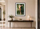 William-Adolphe Bouguereau Print, Cupid flying over water (1900) displayed above a console table