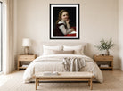 William-Adolphe Bouguereau Print, Distraction (1868) displayed above a bed