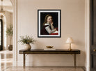 William-Adolphe Bouguereau Print, Distraction (1868) displayed above a console table