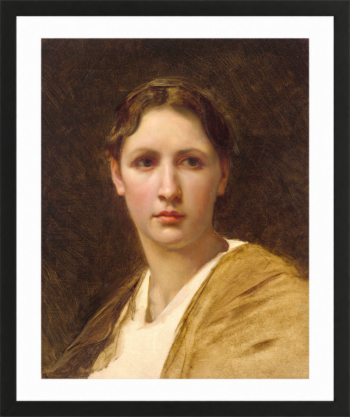 William-Adolphe Bouguereau Print, Étude de la tête (1898) in a black frame