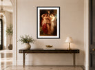 William-Adolphe Bouguereau Print, Etude pour Hercule à la croisée des chemins displayed above a console table