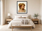 William-Adolphe Bouguereau Print, Etude; tête de petite fille (visage de profil) (1888) displayed above a bed