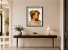 William-Adolphe Bouguereau Print, Etude; tête de petite fille (visage de profil) (1888) displayed above a console table