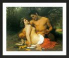 William-Adolphe Bouguereau Print, Faun and Bacchante (1860) in a black frame