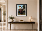 William-Adolphe Bouguereau Print, Fouesnant Girls Returning From The Market (1869) displayed above a console table