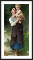 William-Adolphe Bouguereau Print, Frère Et Soeur (1887) in a black frame