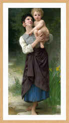William-Adolphe Bouguereau Print, Frère Et Soeur (1887) in a light oak frame