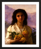 William-Adolphe Bouguereau Print, Girl Holding Lemons (1899) in a black frame