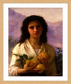William-Adolphe Bouguereau Print, Girl Holding Lemons (1899) in a light oak frame