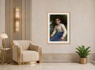 William-Adolphe Bouguereau Print, Girl with an Apple (1905) displayed in an Art Deco interior