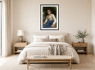 William-Adolphe Bouguereau Print, Girl with an Apple (1905) displayed above a bed