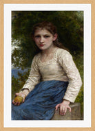 William-Adolphe Bouguereau Print, Girl with an Apple (1905) in a light oak frame