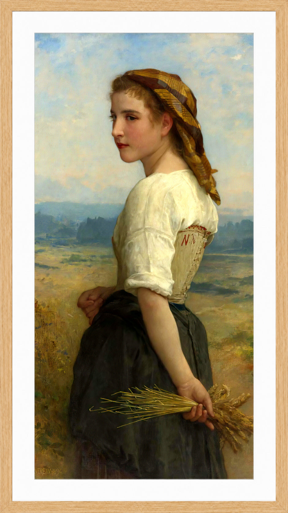 William-Adolphe Bouguereau Print, Glaneuse (1894) in a light oak frame