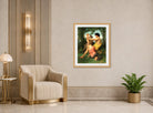 William-Adolphe Bouguereau Print, Idylle; famille antique displayed in an Art Deco interior